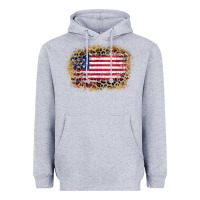 Heather Grey america leopard glitter flag Heavyweight Hoodie - Zillion Design Studio