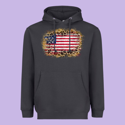 America Leopard Glitter Flag Heavyweight Hoodie Designed By Zillion Design Studio