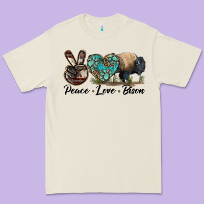 Peace Llve Bison Premium Tee Designed By Lillyallendesigns