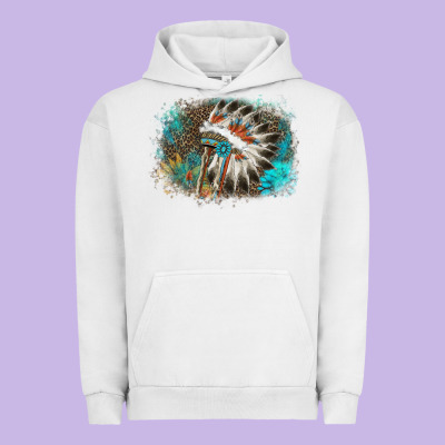Indian Headress Sunflower Leopard Urban Hoodie Designed By Adodesignshop