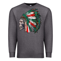 Charcoal Heather mexican indian headdress with skull Premium Sweatshirt - RanaPortraitStore