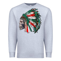 Heather Grey mexican indian headdress with skull Premium Sweatshirt - RanaPortraitStore