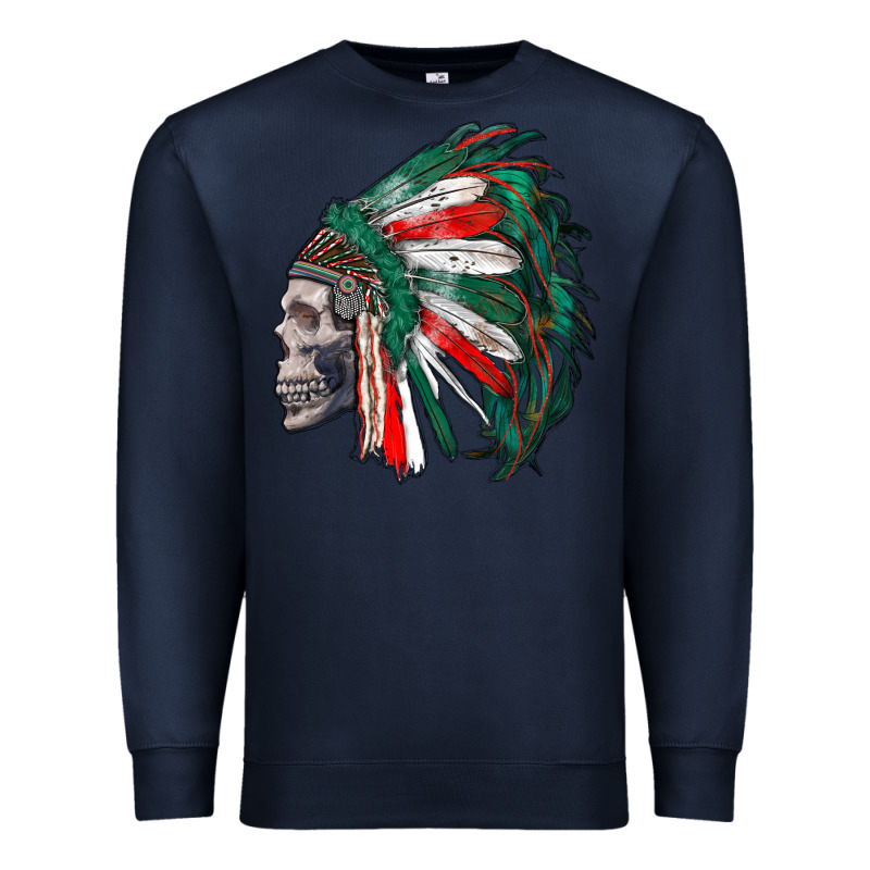 Mexican Indian Headdress With Skull Premium Sweatshirt by RanaPortraitStore | Teevron