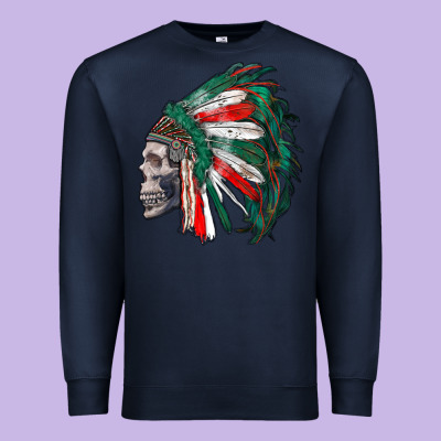 Mexican Indian Headdress With Skull Premium Sweatshirt Designed By Ranaportraitstore