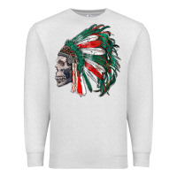 Oatmeal Heather mexican indian headdress with skull Premium Sweatshirt - RanaPortraitStore