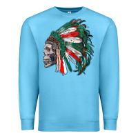 Ocean Blue mexican indian headdress with skull Premium Sweatshirt - RanaPortraitStore