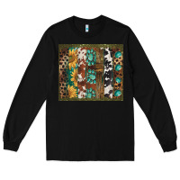 Black western patterns brushstroke Long Sleeve Tee - BarkalooDesign