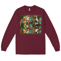 Burgundy western patterns brushstroke Long Sleeve Tee - BarkalooDesign