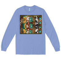 Colony Blue western patterns brushstroke Long Sleeve Tee - BarkalooDesign
