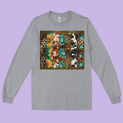 Western Patterns Brushstroke Long Sleeve Tee Designed By Barkaloodesign