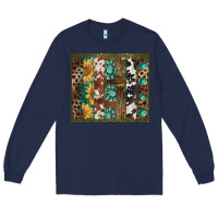 Navy western patterns brushstroke Long Sleeve Tee - BarkalooDesign