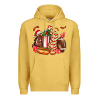 Antique Gold Christmas tree cake American football  ball and hot dogs ado Premium Hoodie - AdoDesignShop