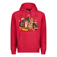 Cardinal Christmas tree cake American football  ball and hot dogs ado Premium Hoodie - AdoDesignShop