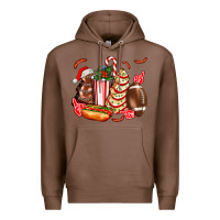 Chestnut Christmas tree cake American football  ball and hot dogs ado Premium Hoodie - AdoDesignShop
