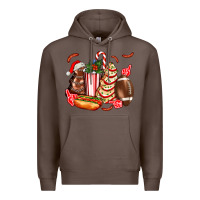 Coffee Christmas tree cake American football  ball and hot dogs ado Premium Hoodie - AdoDesignShop