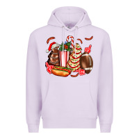 Lilac Christmas tree cake American football  ball and hot dogs ado Premium Hoodie - AdoDesignShop