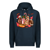 Navy Christmas tree cake American football  ball and hot dogs ado Premium Hoodie - AdoDesignShop