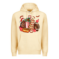 Pina Colada Christmas tree cake American football  ball and hot dogs ado Premium Hoodie - AdoDesignShop