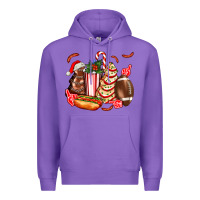 Purple Christmas tree cake American football  ball and hot dogs ado Premium Hoodie - AdoDesignShop