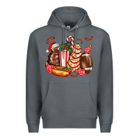 Rock Christmas tree cake American football  ball and hot dogs ado Premium Hoodie - AdoDesignShop