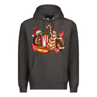 Smoke Christmas tree cake American football  ball and hot dogs ado Premium Hoodie - AdoDesignShop