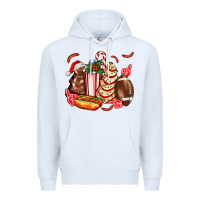 White Christmas tree cake American football  ball and hot dogs ado Premium Hoodie - AdoDesignShop