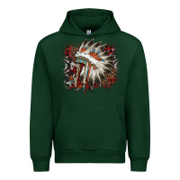 Forest Green İndian Headress Cowhide Urban Hoodie - AdoDesignShop