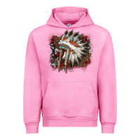 Fuchsia Pink İndian Headress Cowhide Urban Hoodie - AdoDesignShop
