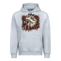 Heather Grey İndian Headress Cowhide Urban Hoodie - AdoDesignShop