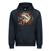 Navy İndian Headress Cowhide Urban Hoodie - AdoDesignShop