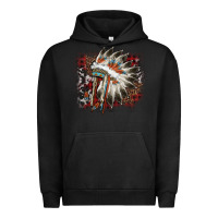 Pigment Black İndian Headress Cowhide Urban Hoodie - AdoDesignShop