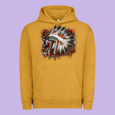 İndian Headress Cowhide Urban Hoodie Designed By Adodesignshop