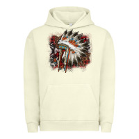 Pigment Pistachio İndian Headress Cowhide Urban Hoodie - AdoDesignShop