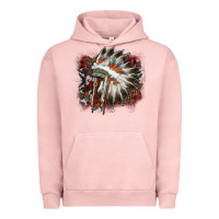 Pigment Salmon İndian Headress Cowhide Urban Hoodie - AdoDesignShop