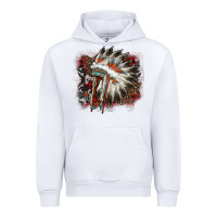 White İndian Headress Cowhide Urban Hoodie - AdoDesignShop