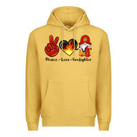 Antique Gold peace love firefighter Premium Hoodie - Artiststas