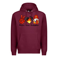 Burgundy peace love firefighter Premium Hoodie - Artiststas