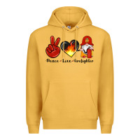 Mustard peace love firefighter Premium Hoodie - Artiststas
