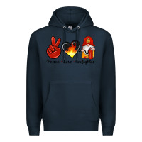 Navy peace love firefighter Premium Hoodie - Artiststas