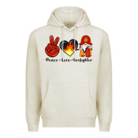 Oatmeal Heather peace love firefighter Premium Hoodie - Artiststas