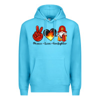 Ocean Blue peace love firefighter Premium Hoodie - Artiststas