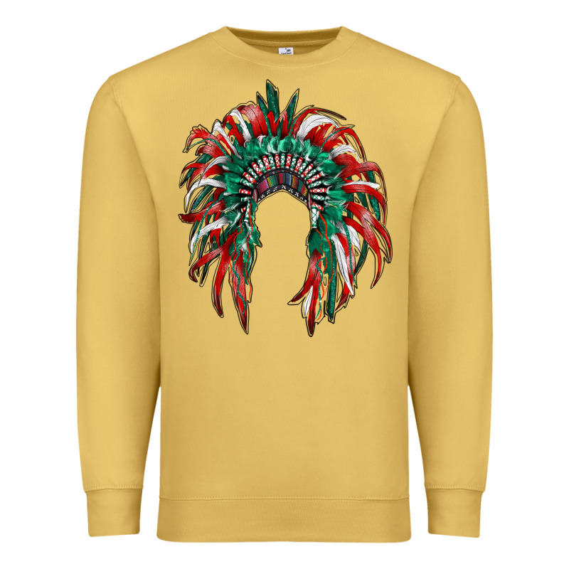 Mexican Flag Indian Headdress Premium Sweatshirt by RanaPortraitStore | Teevron