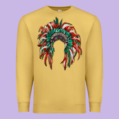 Mexican Flag Indian Headdress Premium Sweatshirt Designed By Ranaportraitstore