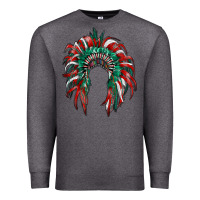 Charcoal Heather mexican flag indian headdress Premium Sweatshirt - RanaPortraitStore