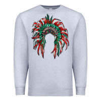 Heather Grey mexican flag indian headdress Premium Sweatshirt - RanaPortraitStore