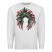Oatmeal Heather mexican flag indian headdress Premium Sweatshirt - RanaPortraitStore