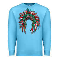 Ocean Blue mexican flag indian headdress Premium Sweatshirt - RanaPortraitStore