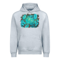 Heather Grey turquoise leopard background Urban Hoodie - AdoDesignShop
