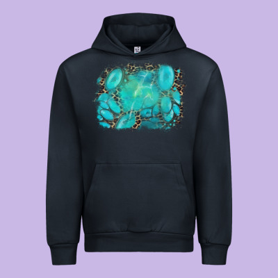 Turquoise Leopard Background Urban Hoodie Designed By Adodesignshop