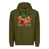 Army Green christmas calories dont count with  christmas tree cake and cookies ad Premium Hoodie - AdoDesignShop